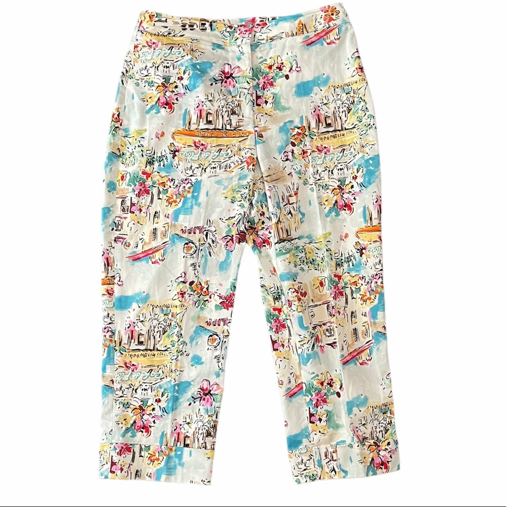 RAFAELLA Multicolor Floral Cuffed Capri Pants - Picture 4 of 7
